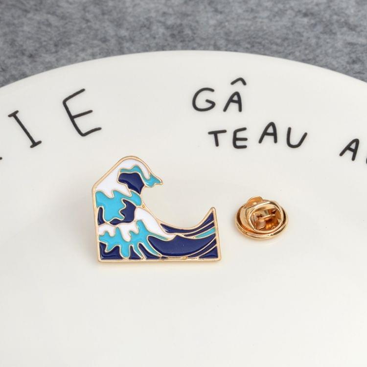 2PCS Blue waves brooch Enamel Pin buckle Cartoon Metal Brooch for Coat Jacket Bag Pin Badge Sea Jewelry