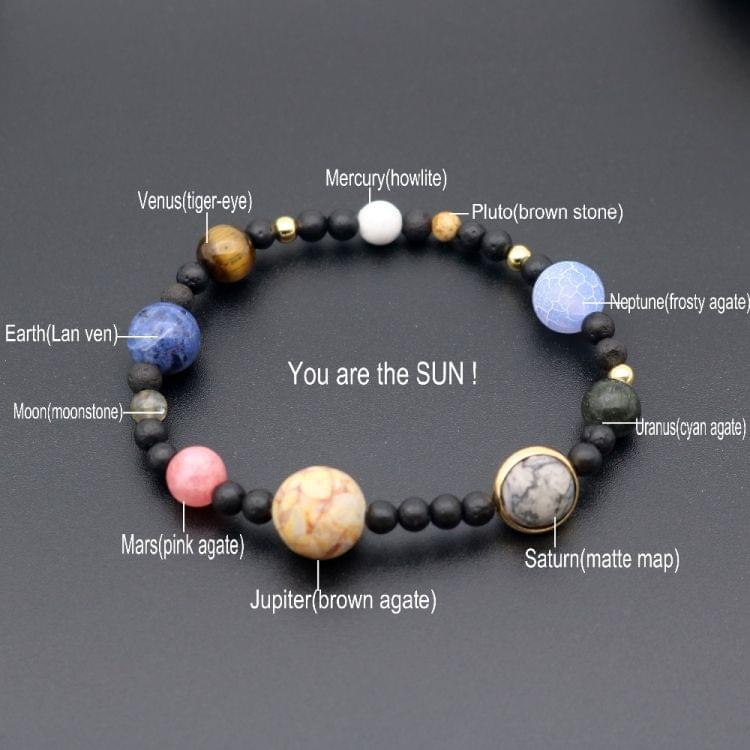 3 PCS 9 Planets Sun System Bracelets Universe Women Natural Stones Beaded Stretch Strand Bracelets