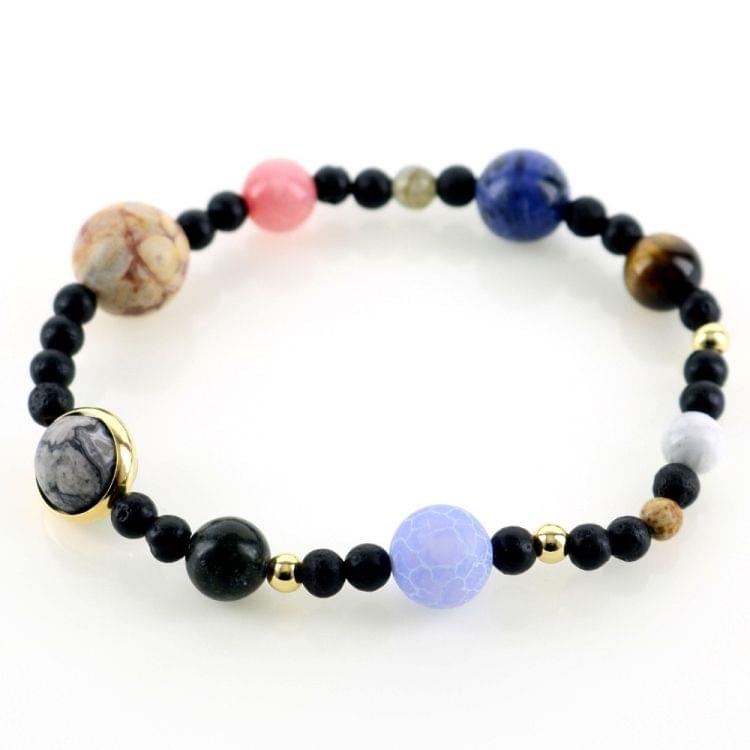 3 PCS 9 Planets Sun System Bracelets Universe Women Natural Stones Beaded Stretch Strand Bracelets