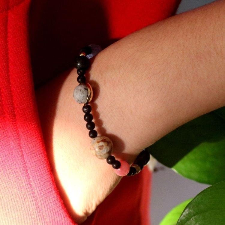 3 PCS 9 Planets Sun System Bracelets Universe Women Natural Stones Beaded Stretch Strand Bracelets