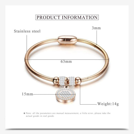 Coin Magnet Clasp with Snake Chain Stainless Steel Bracelet Bangles(Gold)