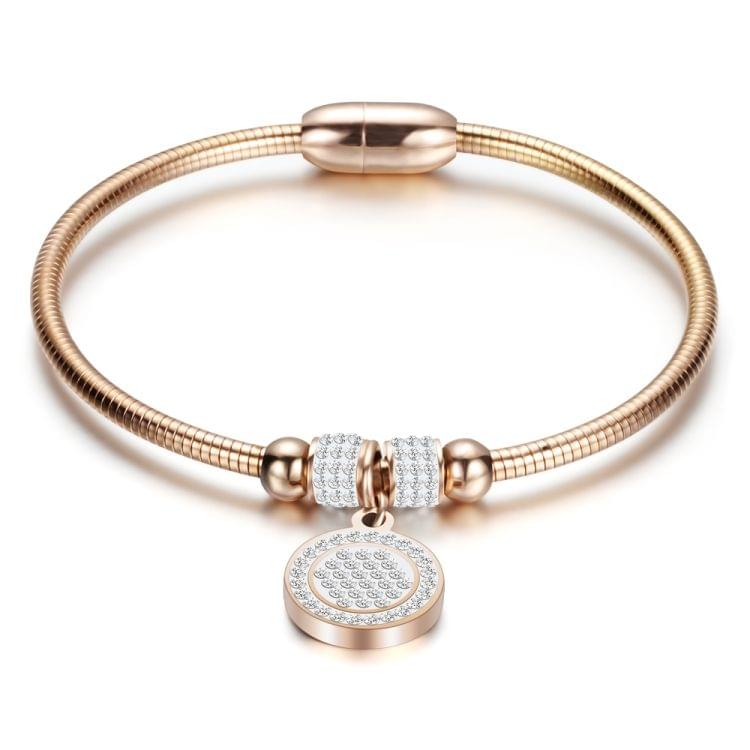 Coin Magnet Clasp with Snake Chain Stainless Steel Bracelet Bangles(Gold)