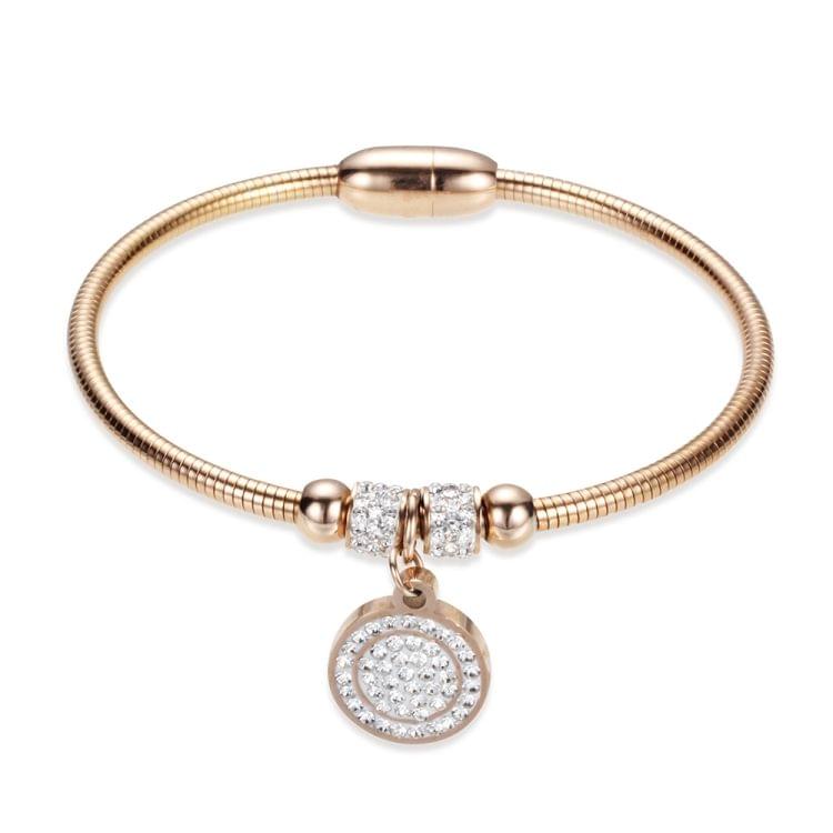 Coin Magnet Clasp with Snake Chain Stainless Steel Bracelet Bangles(Gold)