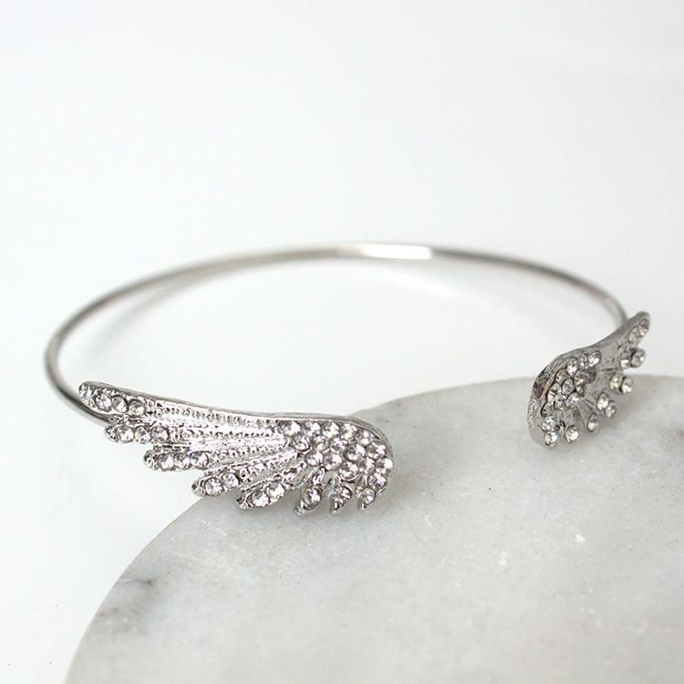 Angel Wings  Silver Plated Crystal Adjustable Woman Bracelet