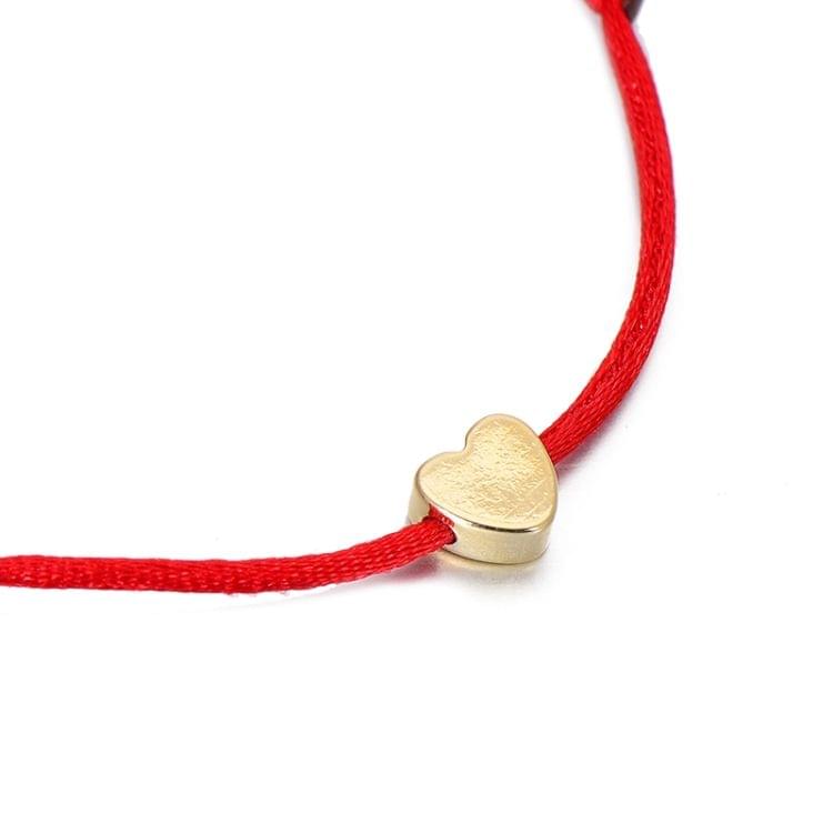 Handmade Rope Adjustable String Lucky Heart Bracelet(Black-gold)