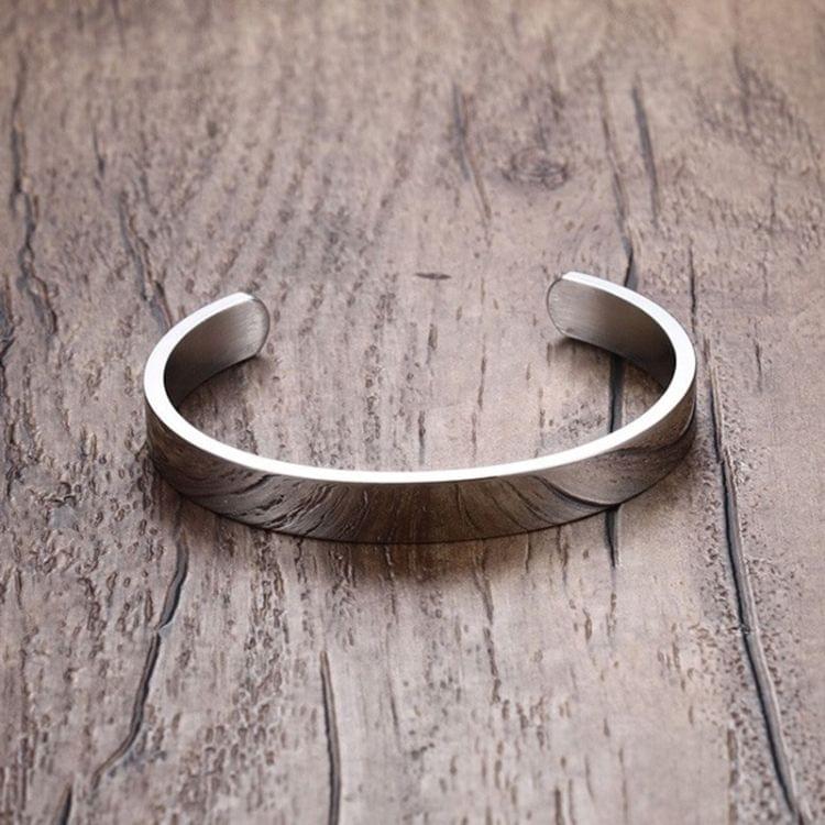 8mm Width Women Men Stainless Steel Surface Bracelet Bangle(Black)