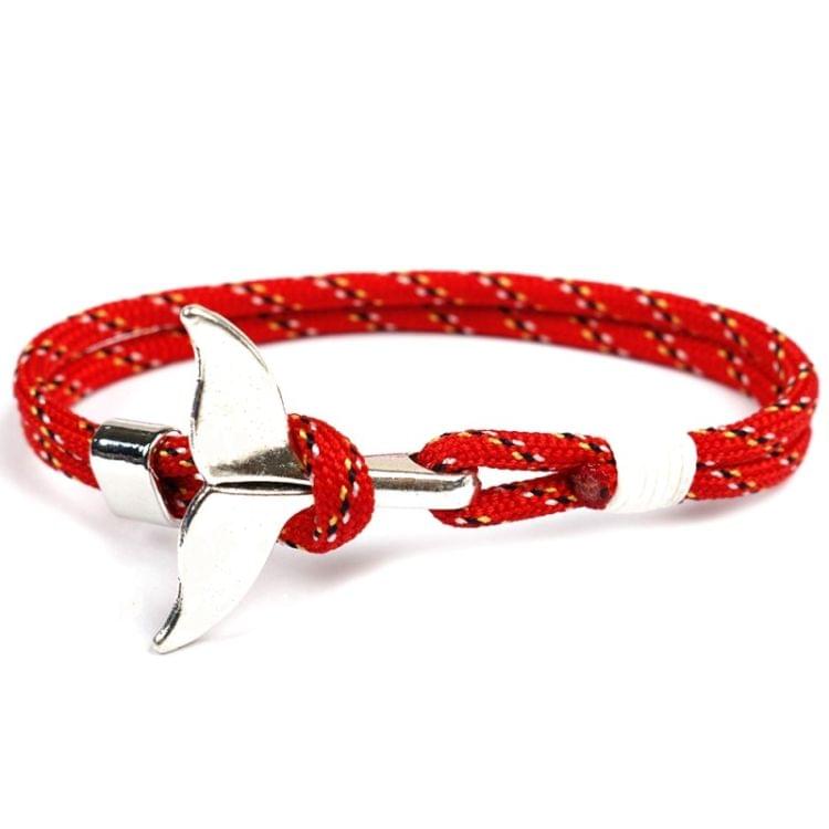 Whale Tail Anchor Charm Nautical Survival Rope Chain Bracelets(Black)