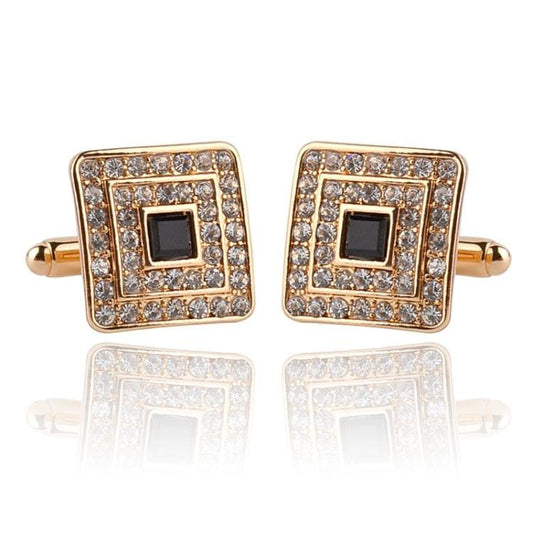 Classic Luxury Rhinestone Crystal Square Custom Enamel Men Cufflink Male French Shirt Cuff links Wedding(Silver Plated)
