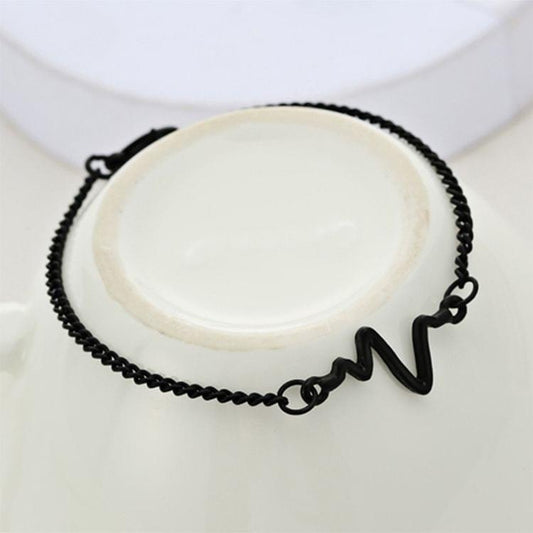 10 PCS Simple Personality Bileklik Ecg Figure Lightning Bracelet Couple Heartbeat Frequency Bracelet