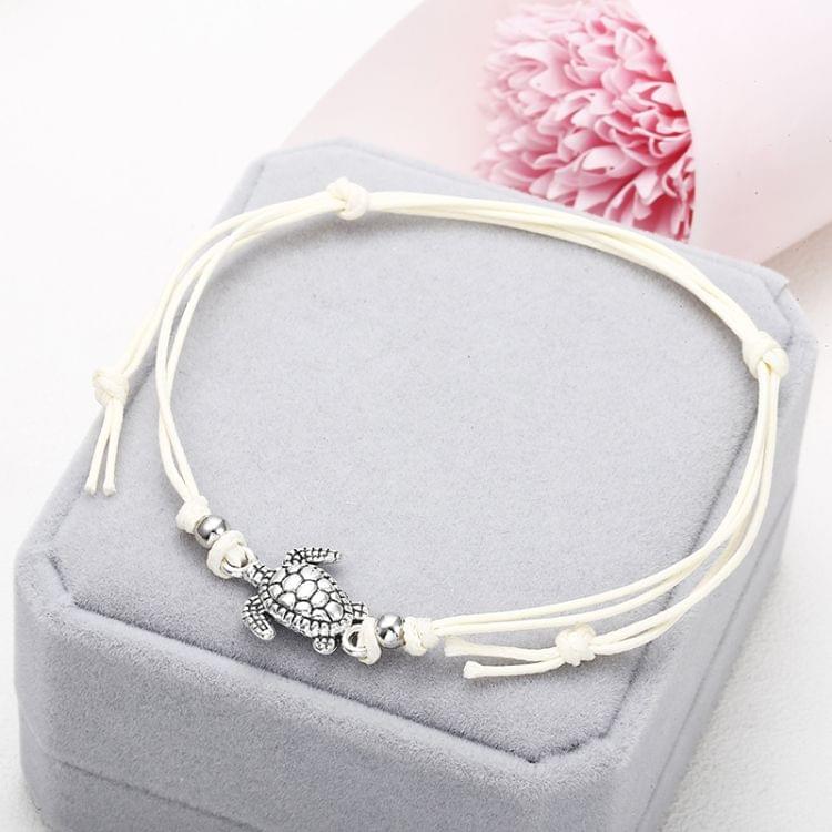 Boho Anklet Wax String Sea Turtle Lacing Foot Jewelry Beads Bracelet for Women(blue)
