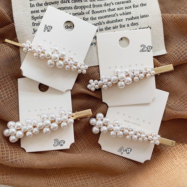 Imitiation Pearl Flower Hairpins Vintage Long Barrettes Hair Clips Crystal Metal Hair Accessories Hairgrip