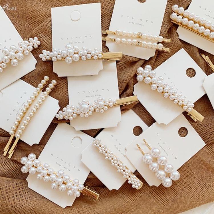 Imitiation Pearl Flower Hairpins Vintage Long Barrettes Hair Clips Crystal Metal Hair Accessories Hairgrip