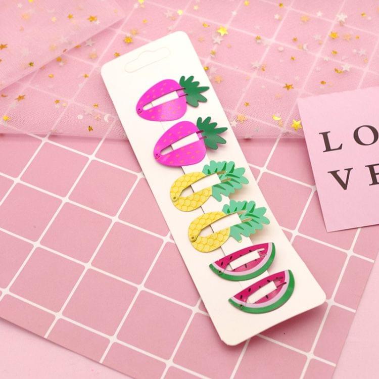 6 PCS/Set Kids Hair Accessories Fruit Hairpins Cartoon Rainbow Hair Clip(Candy rainbow 5#)