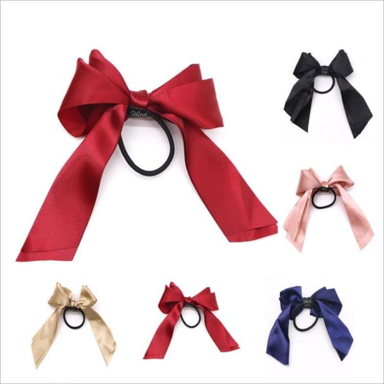 3PCS Women Rubber Bands Tiara Satin Ribbon Bow Hair Band Rope Scrunchie Ponytail Holder(Blue)