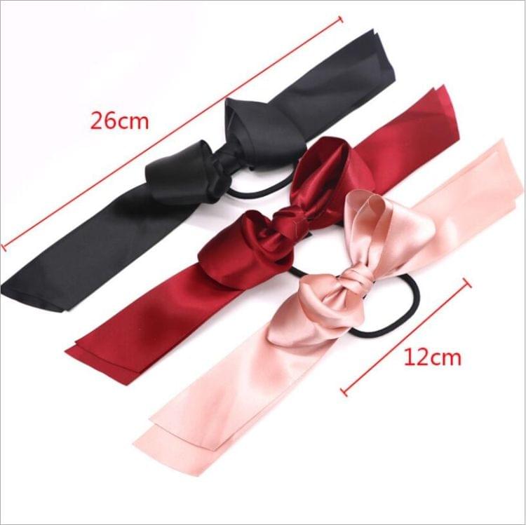 3PCS Women Rubber Bands Tiara Satin Ribbon Bow Hair Band Rope Scrunchie Ponytail Holder(Blue)