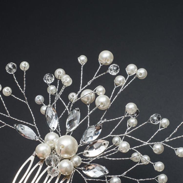 Pearl Women Hair Combs Wedding Hair Accessories Hair Pin Rhinestone Tiara Bridal Clip Crystal Crown Bride Hair Jewelry(Gold)