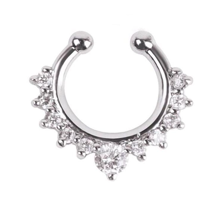 3PCS Alloy Hoop Nose Ring Nose Fake Piercing Septum Jewelry(Rose Gold)