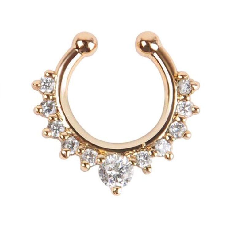 3PCS Alloy Hoop Nose Ring Nose Fake Piercing Septum Jewelry(Rose Gold)