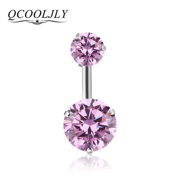 2 PCS Zircon Crystal Body Jewelry Belly Button Ring Navel Piercing Ear Drill(White)