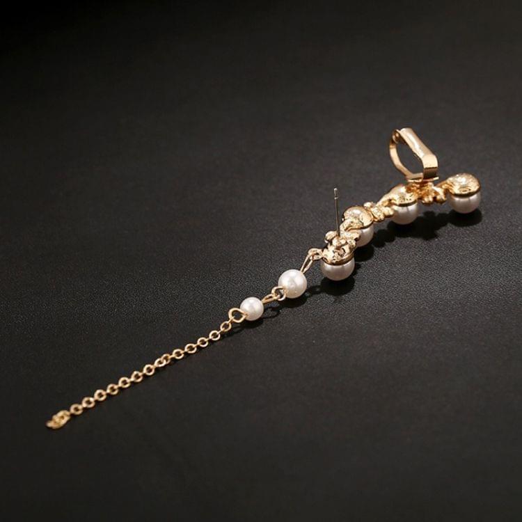 Women Fashion Tassel Left Ear Alloy Clip Earrings Snow Ear Bone Clip(gold)