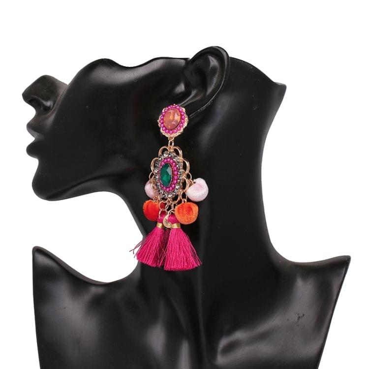 Drop Hairball Earring Handmade Tassel Big Earring Fringed earrings(Green)
