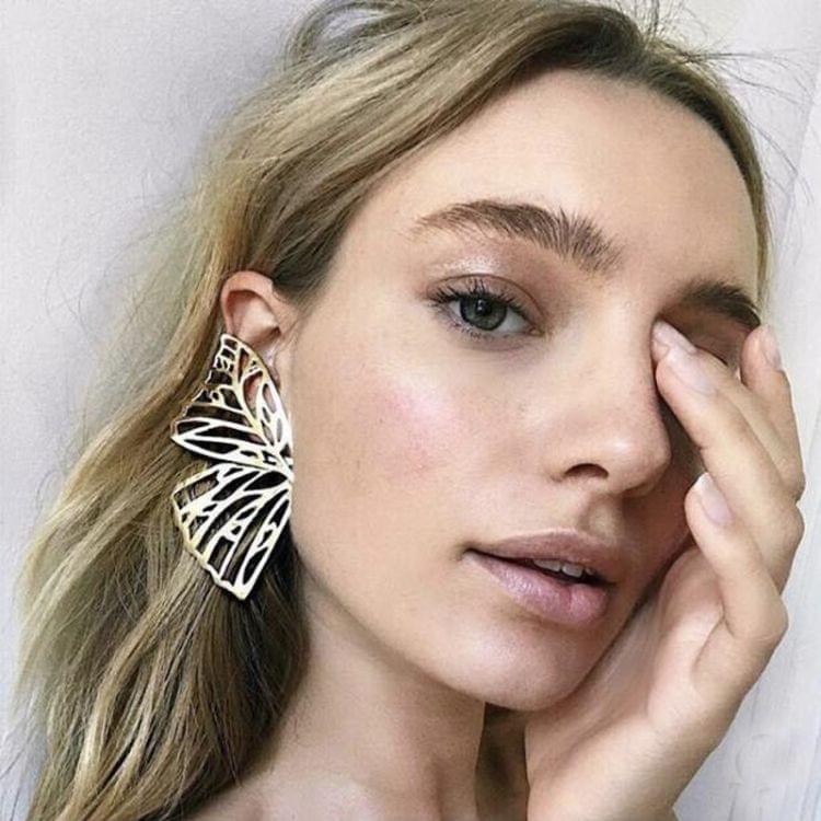 Metal Hollow Butterfly Drop Dangle Earring for Women(gold)