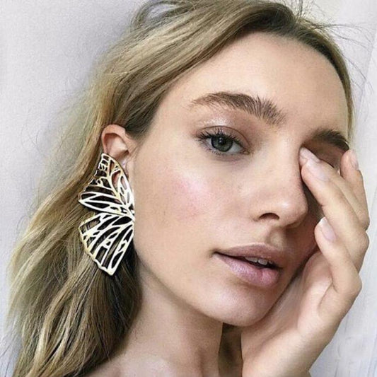 Metal Hollow Butterfly Drop Dangle Earring for Women(gold)