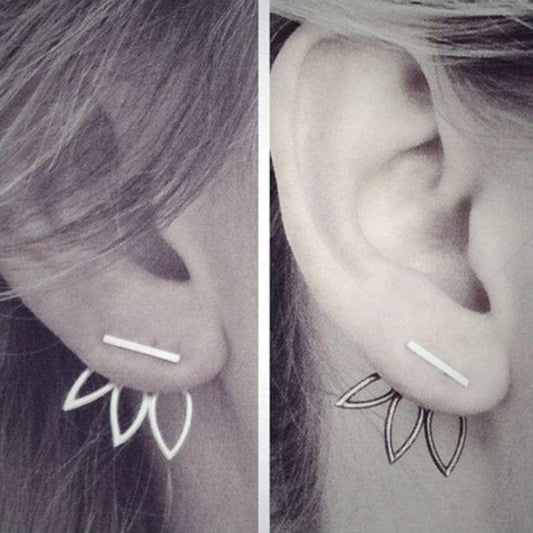 Fashion Simple Hollow Charm Double Stud Earrings Vintage Earring for women, Metal Color:black