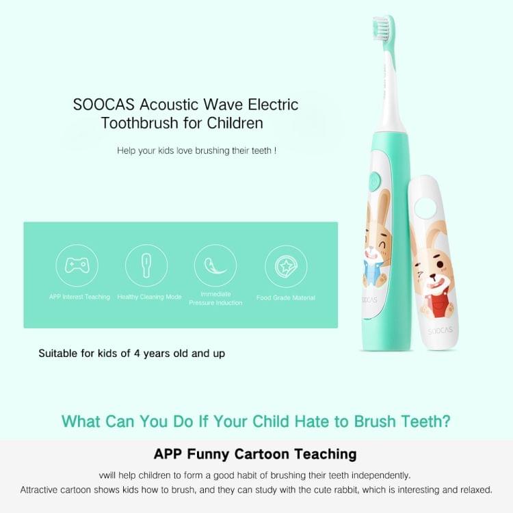 Original Xiaomi Soocare Waterproof Rechargeable Ultrasonic Electric Toothbrush For Children(Green)