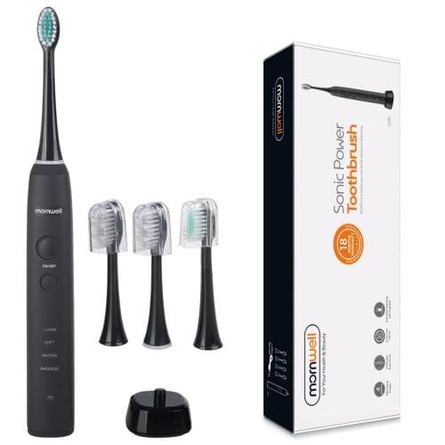 IPX7 Waterproof Rechargeable Adult Sonic Pulse Electric Toothbrush,  US Plug(Black)