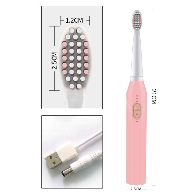 3 Cleaning Modes Sonic Electric Toothbrush USB Charger Rechargeable Tooth Brush (Pink + White)
