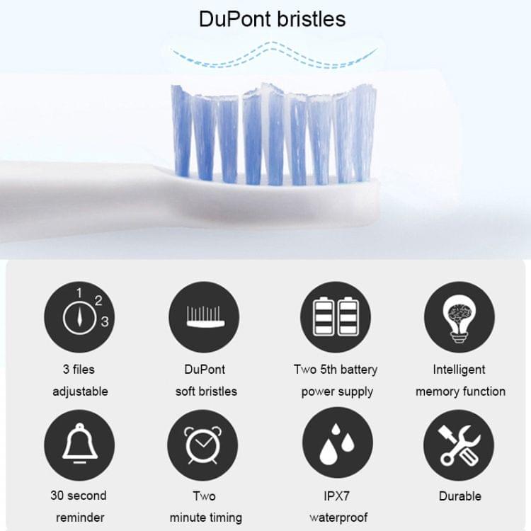 LOHASMAS Smart Button Type Ultrasonic Waterproof Electric Toothbrush (White)