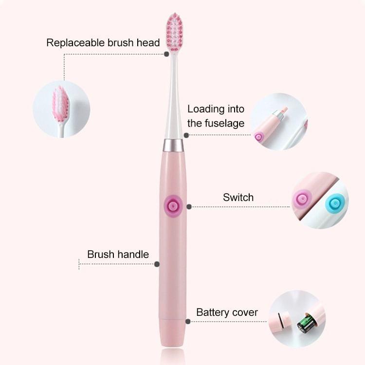 Portable IPX7 Waterproof Sonic Electric Toothbrush (Pink)