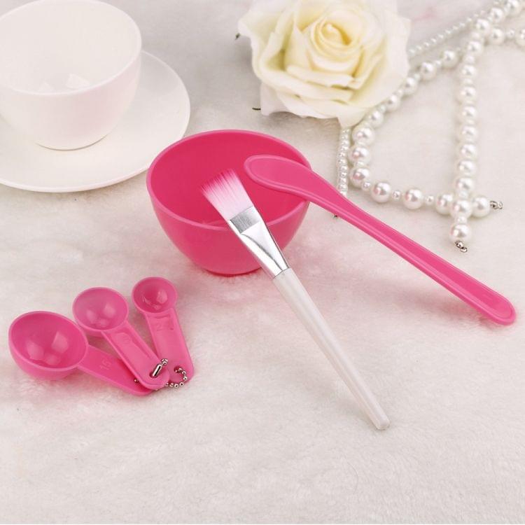 4 in 1 DIY Facial Mask Mixing Bowl Brush Spoon Stick Brush Face Care Set Women Facial Beauty Professional Kits Tools(Light Yellow)