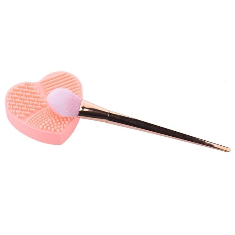 Heart Shape Clean Make Up Wash Brush Silica Glove Scrubber Board Cosmetic Cleaning Tool(Pink)