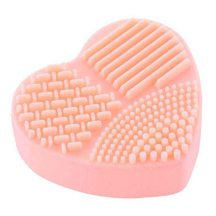 Heart Shape Clean Make Up Wash Brush Silica Glove Scrubber Board Cosmetic Cleaning Tool(Pink)
