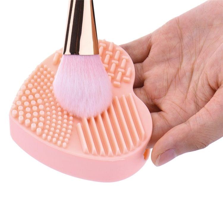 Heart Shape Clean Make Up Wash Brush Silica Glove Scrubber Board Cosmetic Cleaning Tool(Pink)