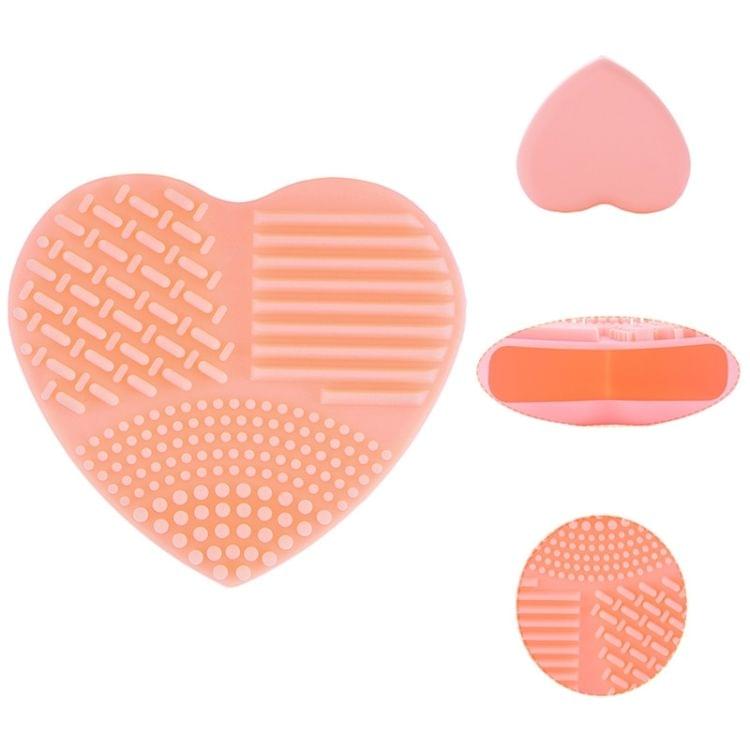 Heart Shape Clean Make Up Wash Brush Silica Glove Scrubber Board Cosmetic Cleaning Tool(Pink)