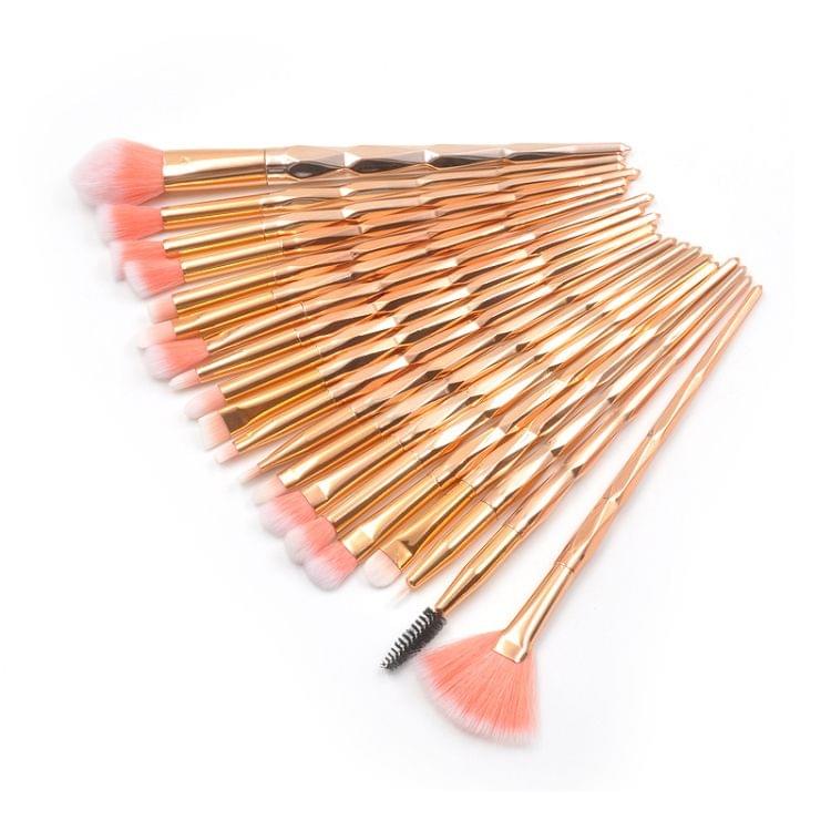 20 in 1 Diamond Handle Eye Brush Multi-functional Makeup Brush, Pink+Blue Handle and Pink Brush
