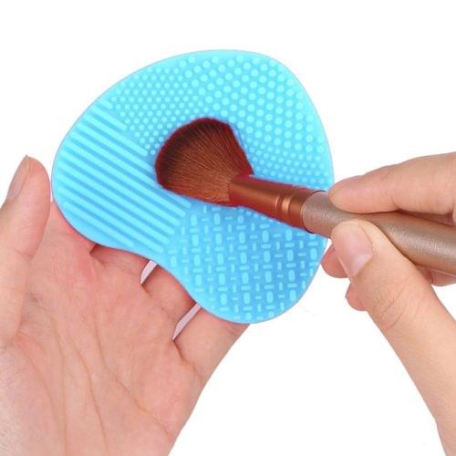 Heart Shape Clean Make Up Wash Brush Silica Glove Scrubber Board Cosmetic Cleaning Tool(Blue)