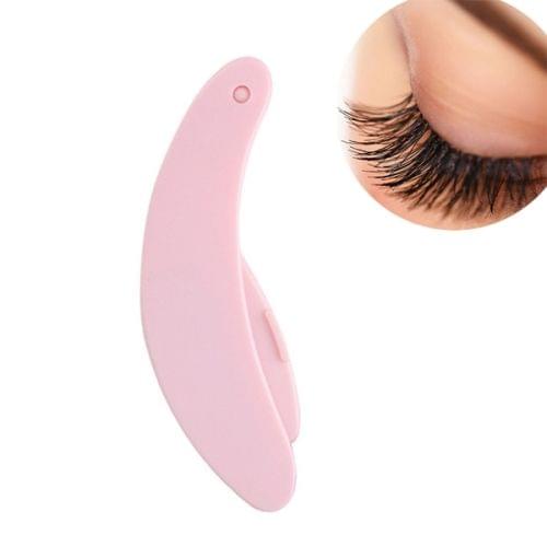 Folding Eyelash Comb Lash Separator Mascara Lift Curl Metal Brush Makeup Tool(Pink)