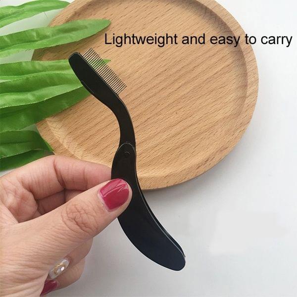 Folding Eyelash Comb Lash Separator Mascara Lift Curl Metal Brush Makeup Tool(Pink)
