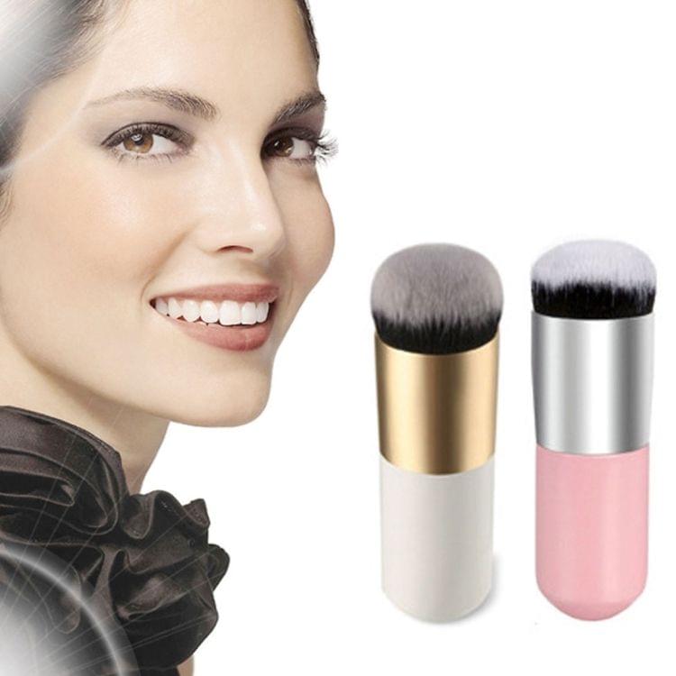 Short Wooden Handle Large Round Head Buffer Foundation Powder Makeup Brushes Plump Round Brush Makeup BB Cream Tools(White)