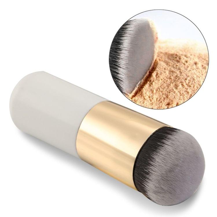 Short Wooden Handle Large Round Head Buffer Foundation Powder Makeup Brushes Plump Round Brush Makeup BB Cream Tools(White)