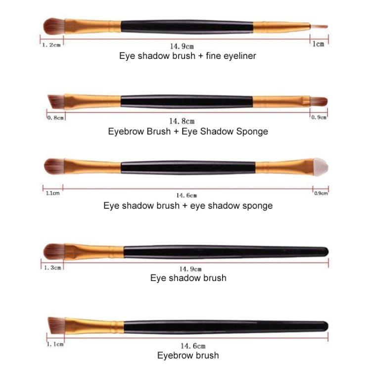 20 in 1 Plastic Handle Soft Head Foundation Eye Lip Multi-function Brush Makeup Tools(Black+Coffee)