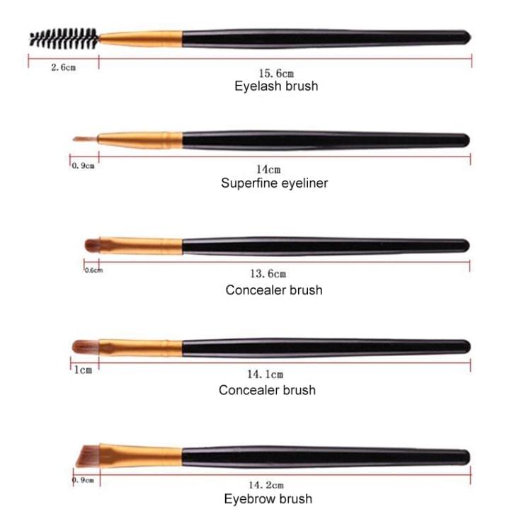 20 in 1 Plastic Handle Soft Head Foundation Eye Lip Multi-function Brush Makeup Tools(Black+Coffee)