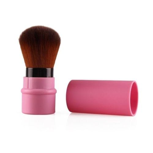 Retractable Foundation Makeup Powder Blush Beauty Brushes Travel Cosmetic(Pink)