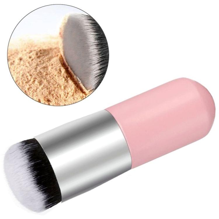 Short Wooden Handle Large Round Head Buffer Foundation Powder Makeup Brushes Plump Round Brush Makeup BB Cream Tools(Pink)