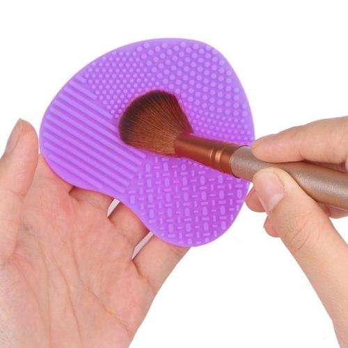 Heart Shape Clean Make Up Wash Brush Silica Glove Scrubber Board Cosmetic Cleaning Tool(Purple)