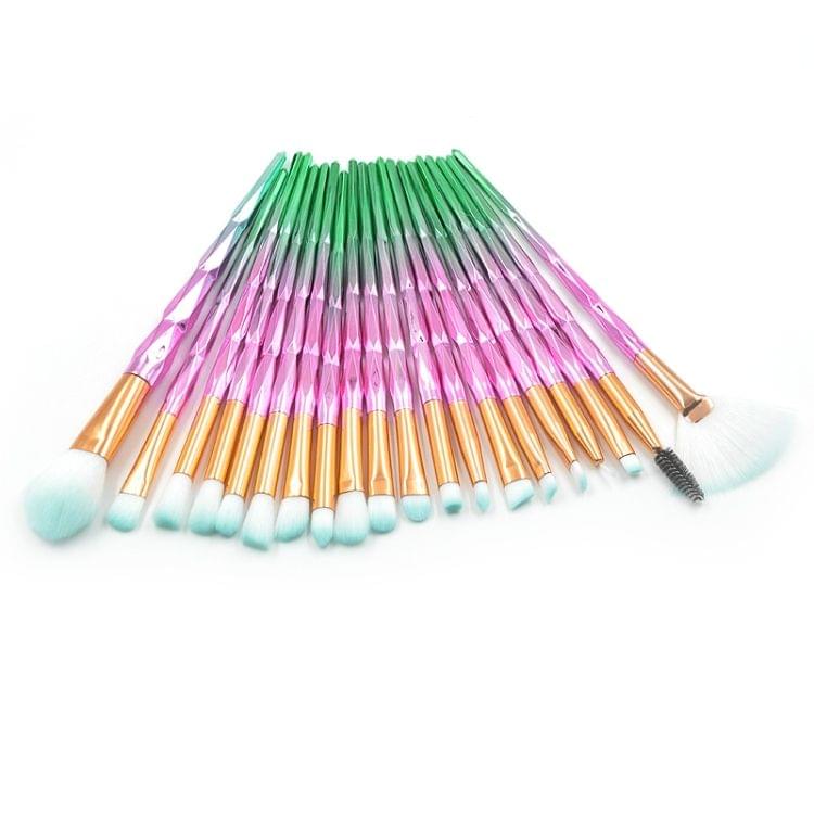 20 in 1 Diamond Handle Eye Brush Multi-functional Makeup Brush, Pink+Blue Handle and Baby Blue Brush